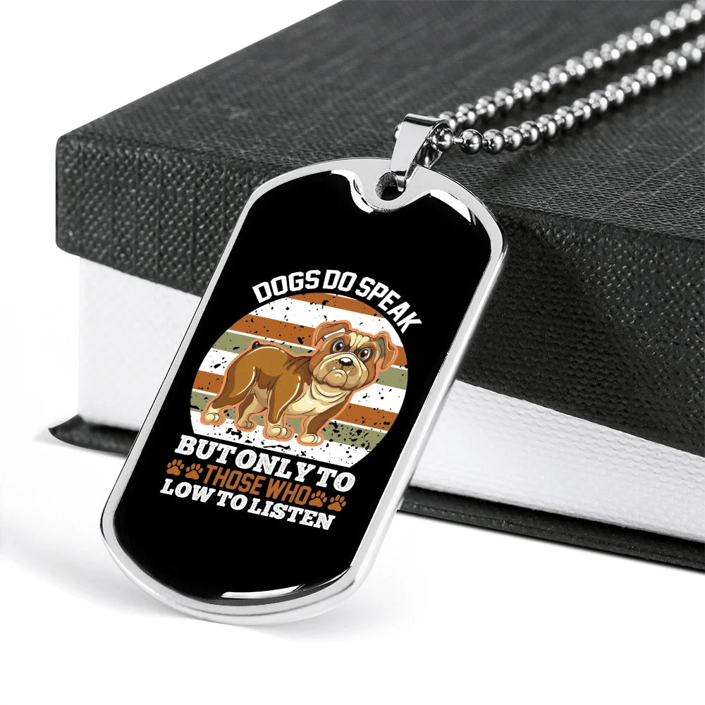 White Necklace Stainless Steel Dog Tag 24" Chain X9664