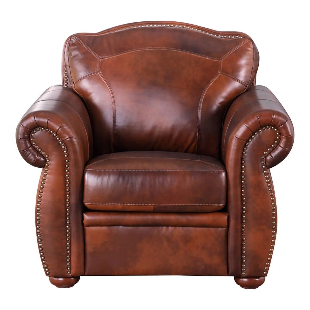 Genuine Leather Accent Chair in Marco Brown X2504