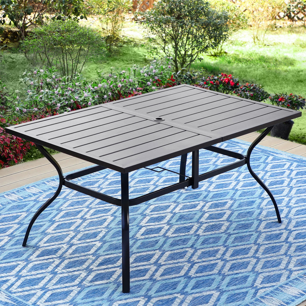 7 Piece Metal Outdoor Patio Dining Set with 6 Swivel Chairs and Dining Table K4861
