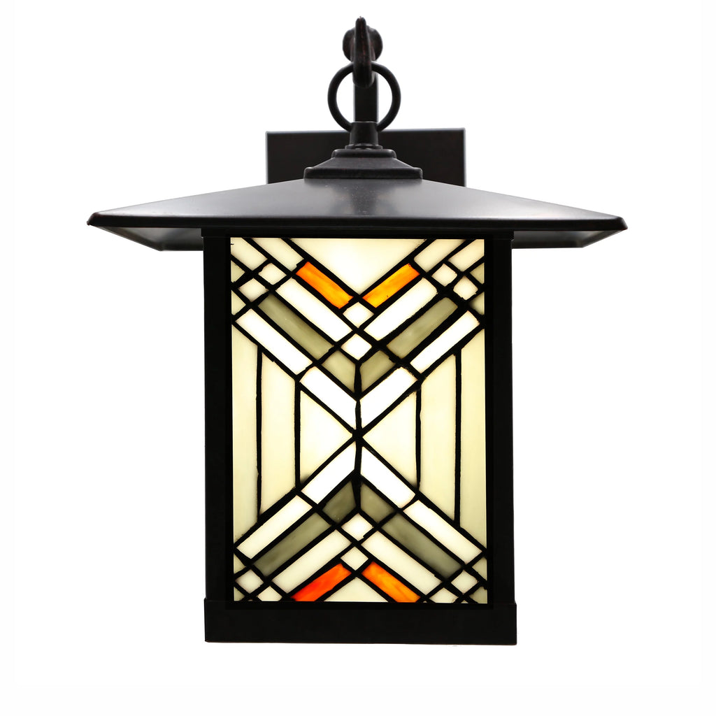 Bronze Outdoor Mission Stained Glass Wall Sconce R1077