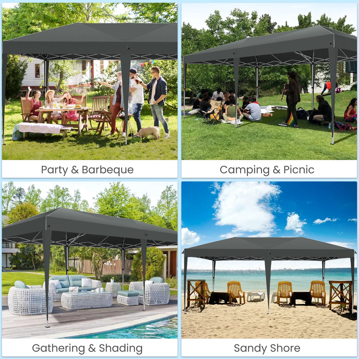 10'x20' Pop up Canopy Tent with 6 Sidewalls and Carry Bag C183