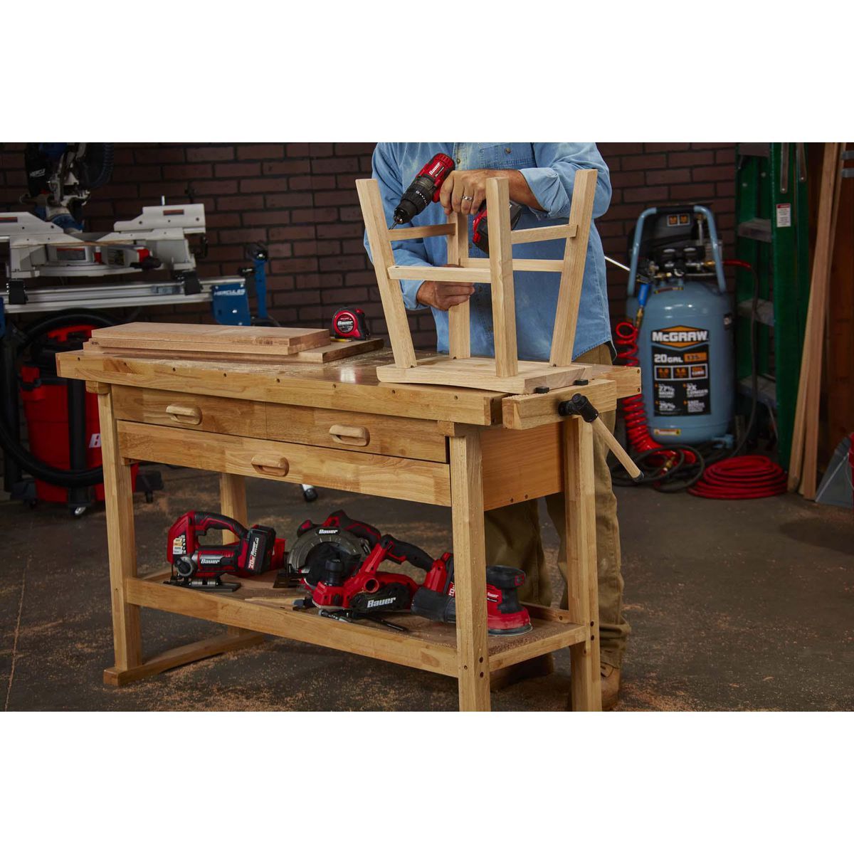 60 in. 3-Drawer Hardwood Workbench Z5579