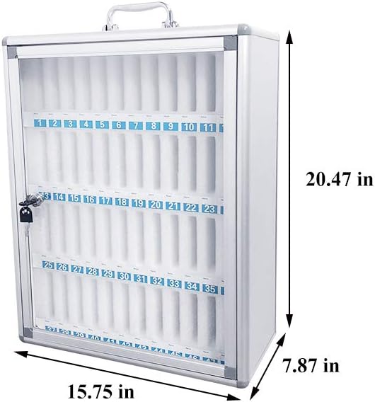 Aluminum Alloy Wall-Mounted Locked Cell Phones Storage Cabinet (36 Slots) F17728