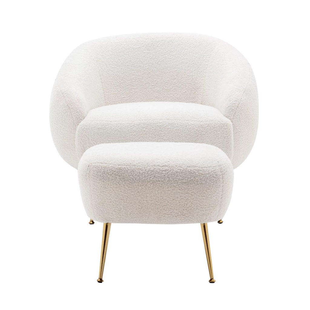 White Accent Chair with Ottoman N738753
