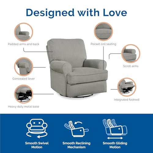 Gray Swivel Glider Recliner Chair I873905