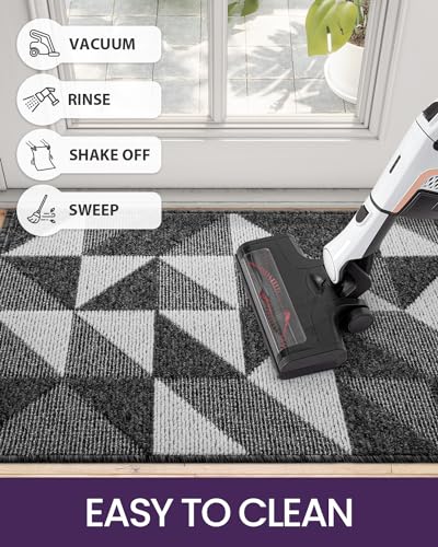 Black Non Slip Washable Absorbent Low-Profile Entrance Mat, 24"X36" E577