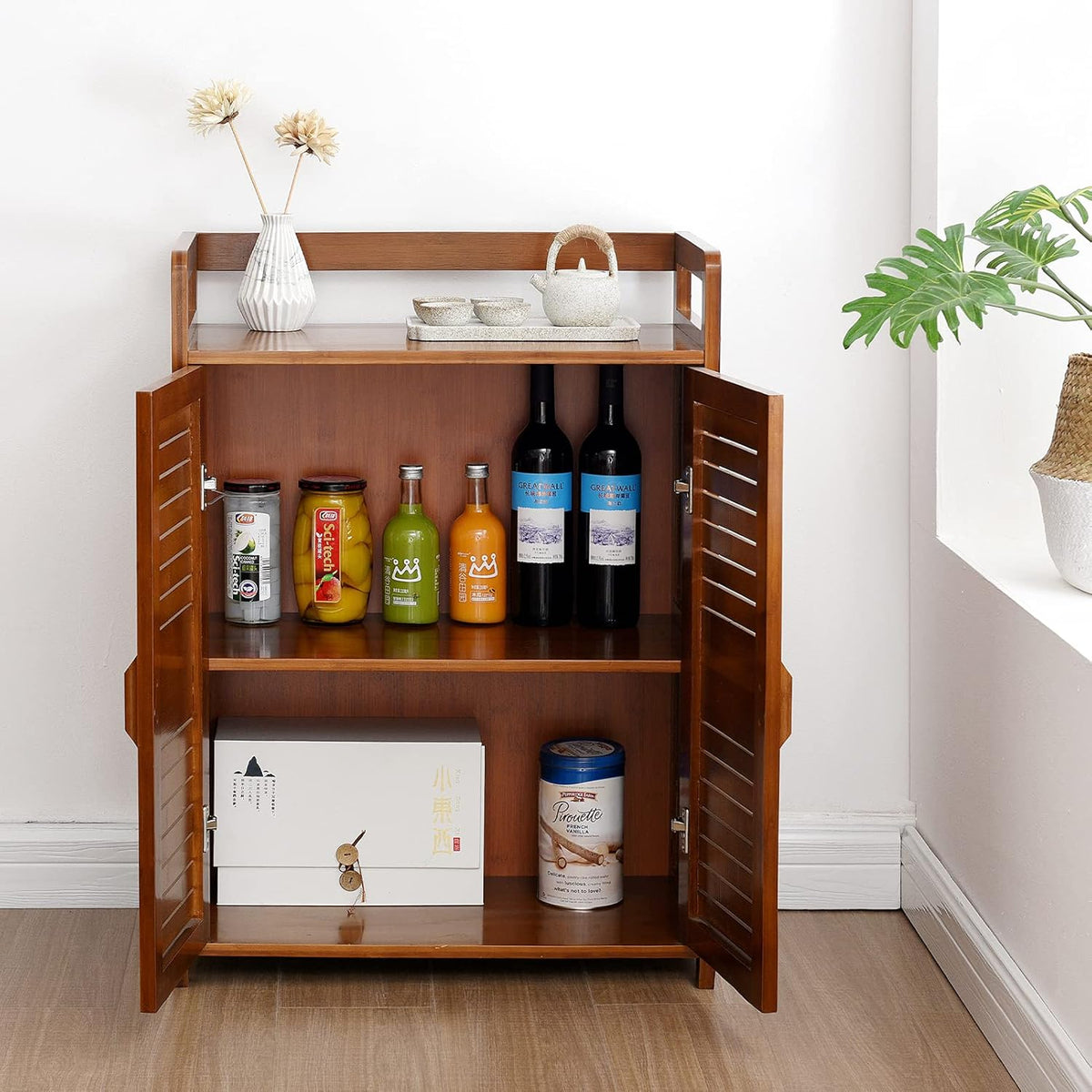 Bamboo Floor Storage Cabinet with 2 Doors U1495