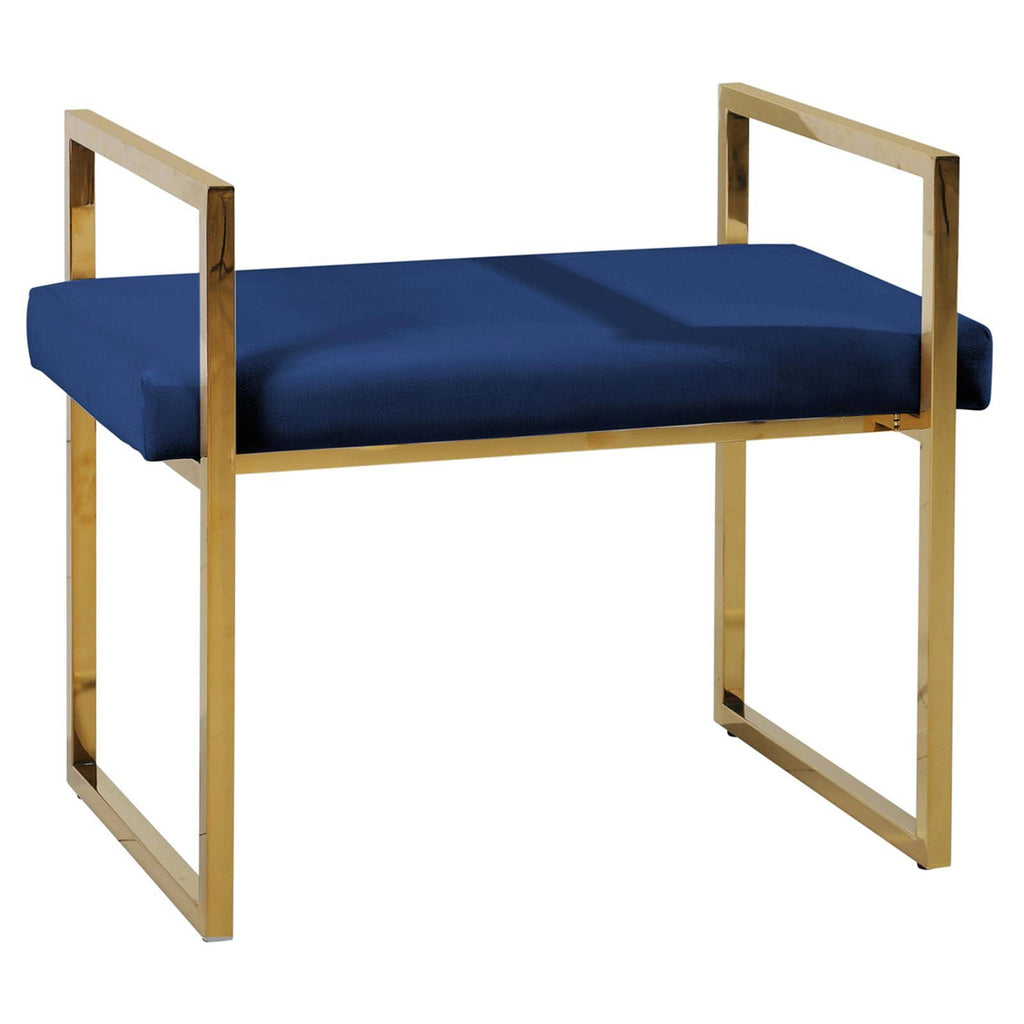 Navy/Gold Velveteen Bench with Handles L5263