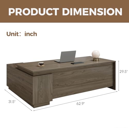 L-Shaped Executive Desk with Reversible Cabinets, Lockable Drawers & Cable Management J8211