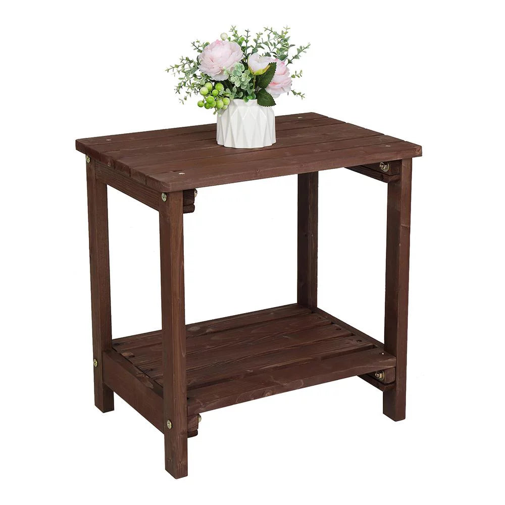 Light Brown 2 Tiers Wooden Side Table Z2798