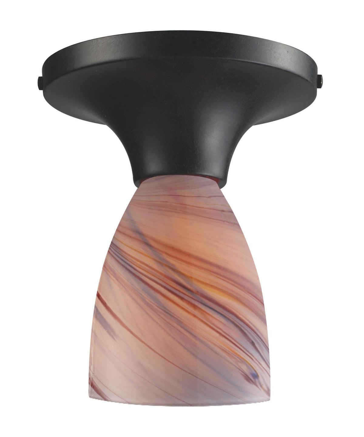 1 Light Semi Flush in Dark Rust and Creme Glass E707854