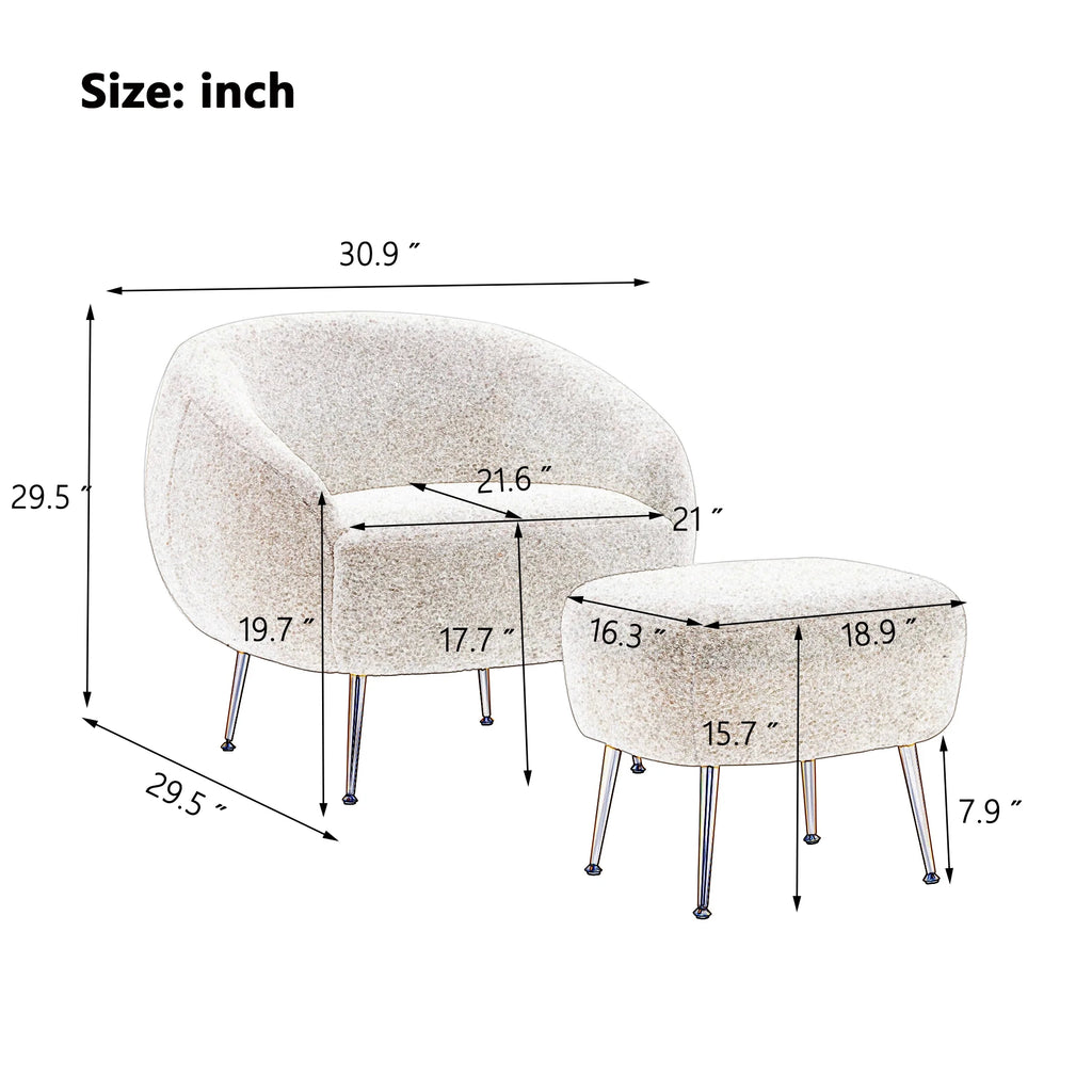 White Accent Chair with Ottoman N738753