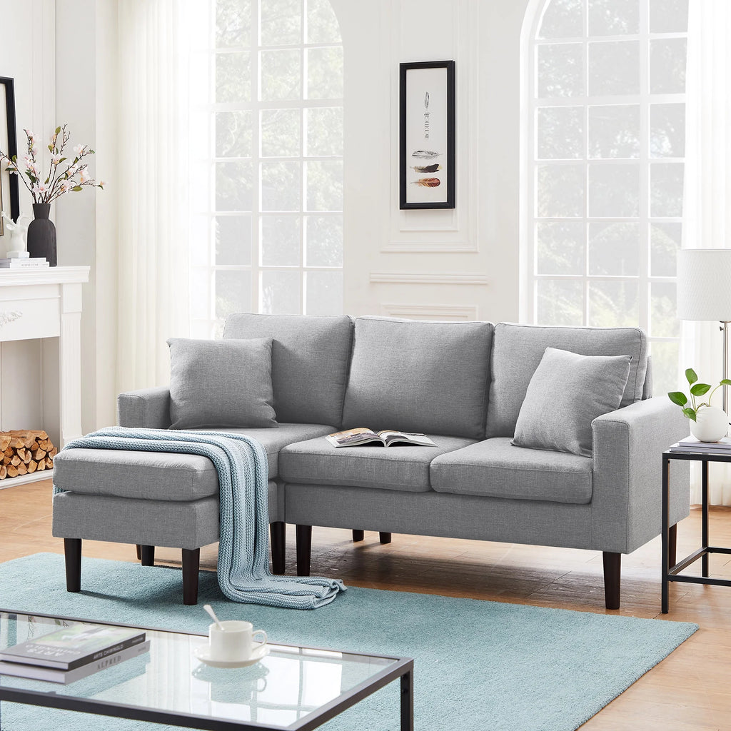 Light Grey Fabric Left Hand Facing Sectional Sofa J645