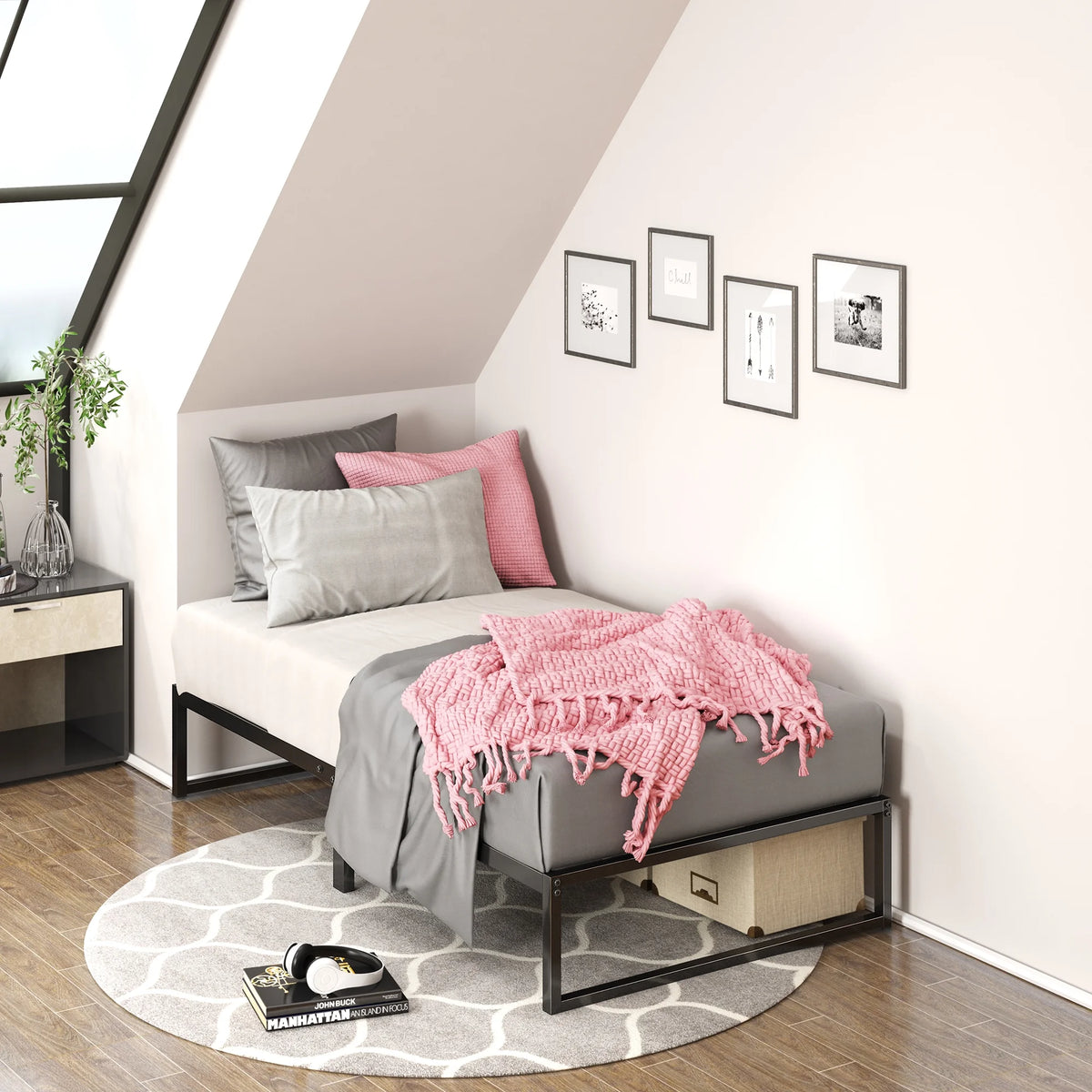 12" Metal Platform Bed Frame, Twin J997877