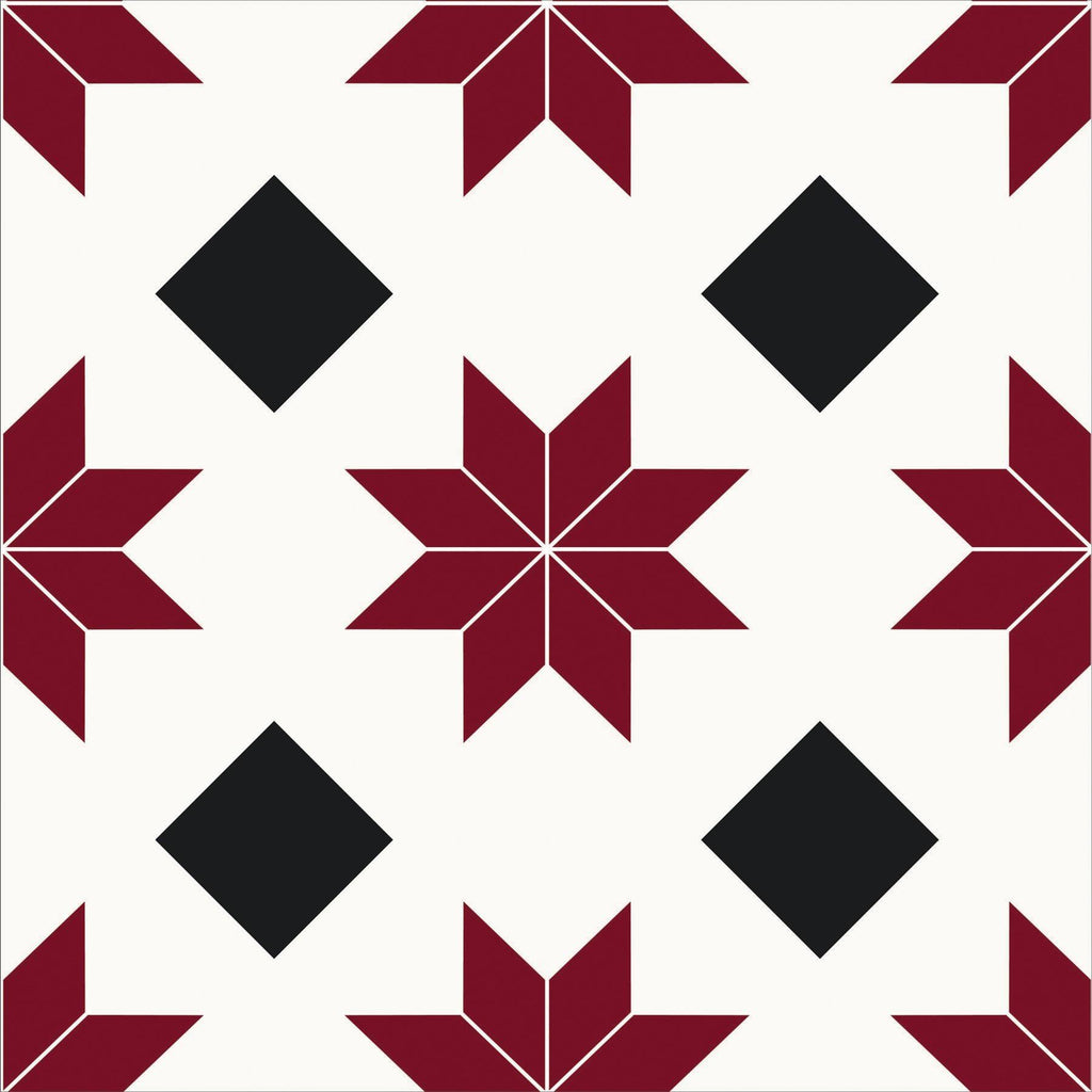 Red/Black Peel & Stick Floor Tiles Q992