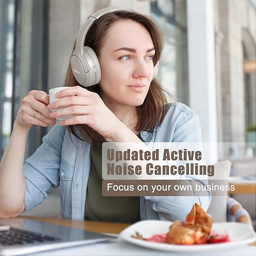 Hybrid Active Noise Cancelling Wireless Over Ear Bluetooth Headphones with Microphone A491
