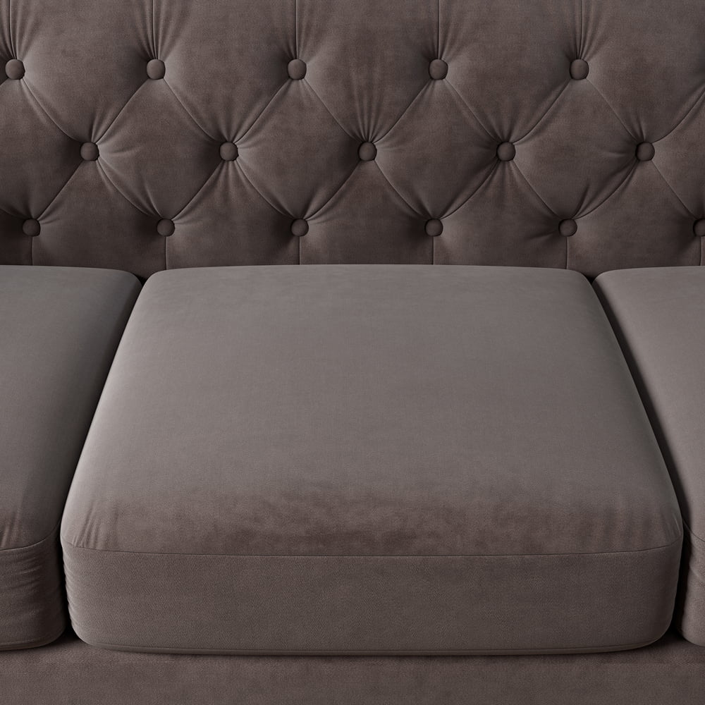 3 Seater Velvet Sofa with 3 Pillows N78268