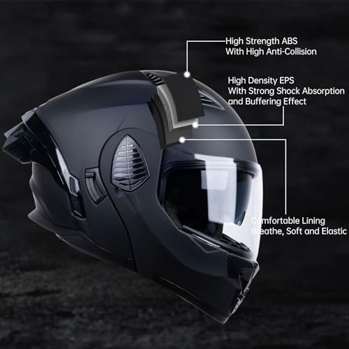 Matt Black Medium Full Face Modular Motorcycle Helmet E2019