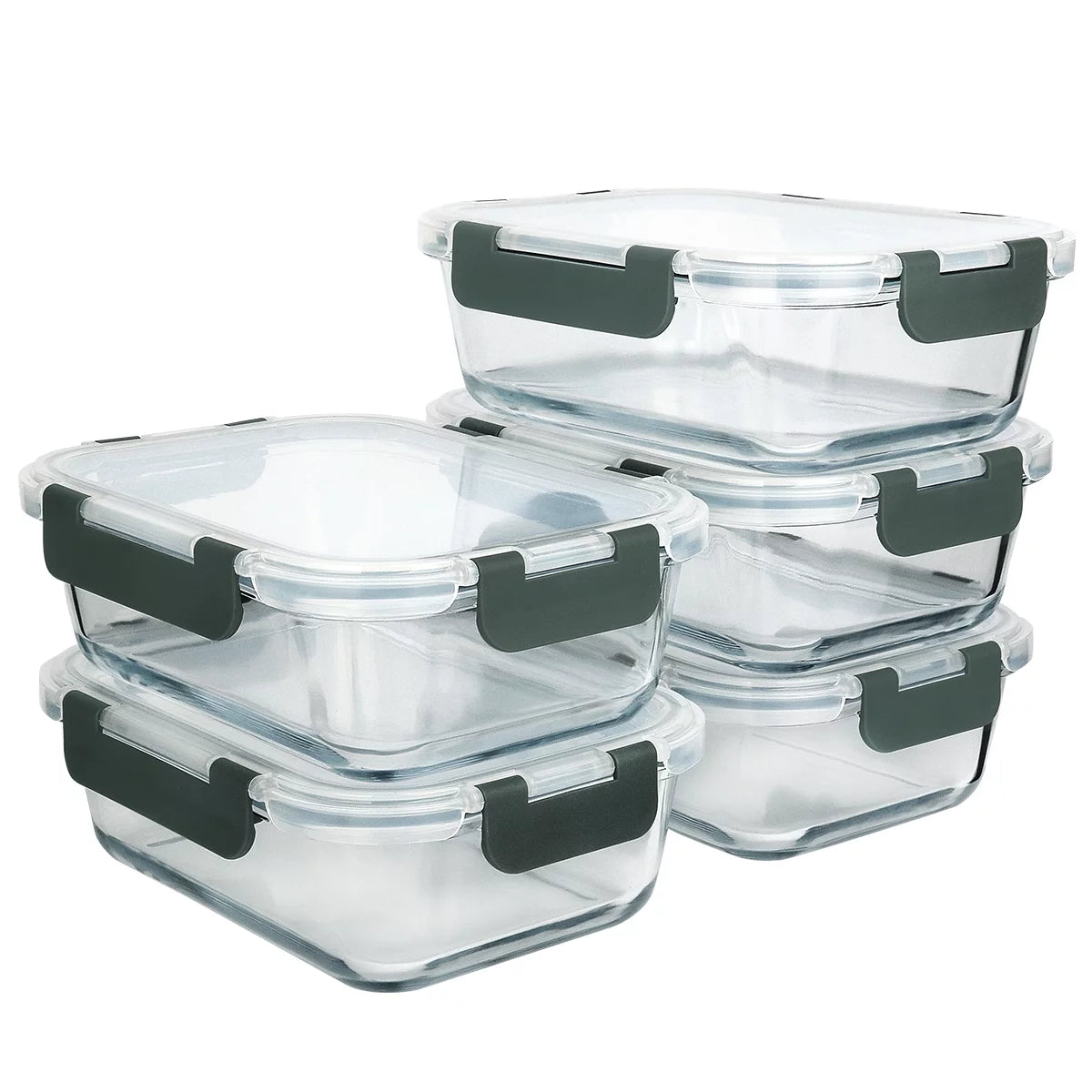 5-Pack 36 Oz Glass Food Storage Containers with Locking Lids G76683