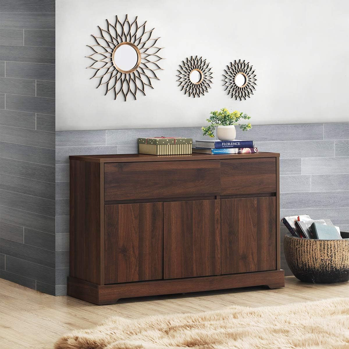 Walnut Buffet Sideboard with 2 Drawers and 2 Cabinets W224274