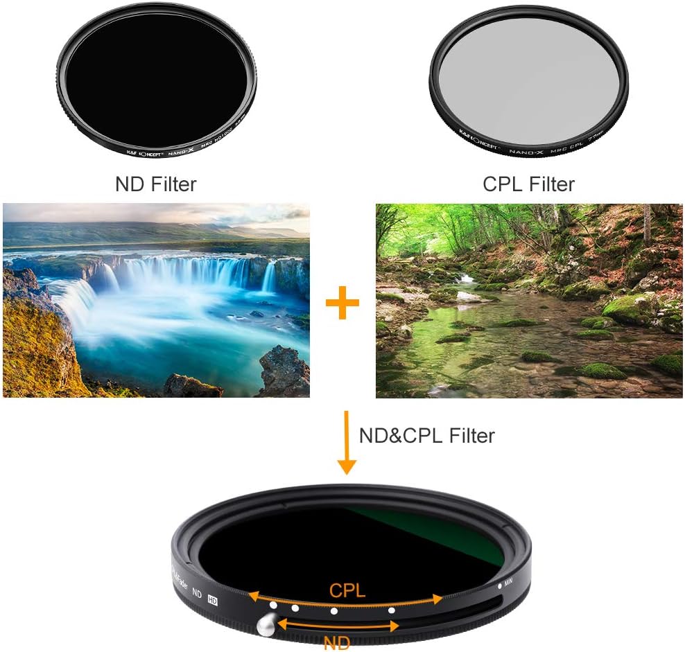 67mm Variable Fader ND2-ND32 ND Filter and CPL Circular Polarizing Filter 2 in 1 W84040