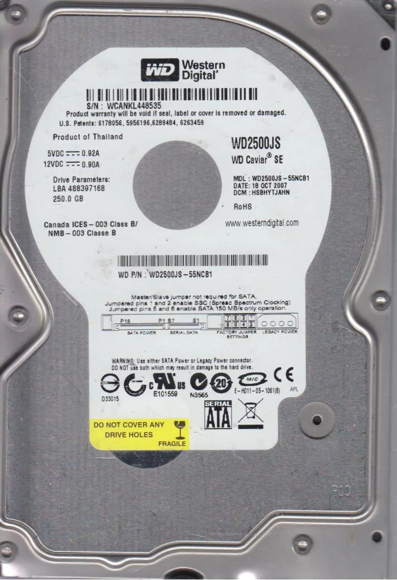 250GB SATA 3.5 Hard Drive J3187