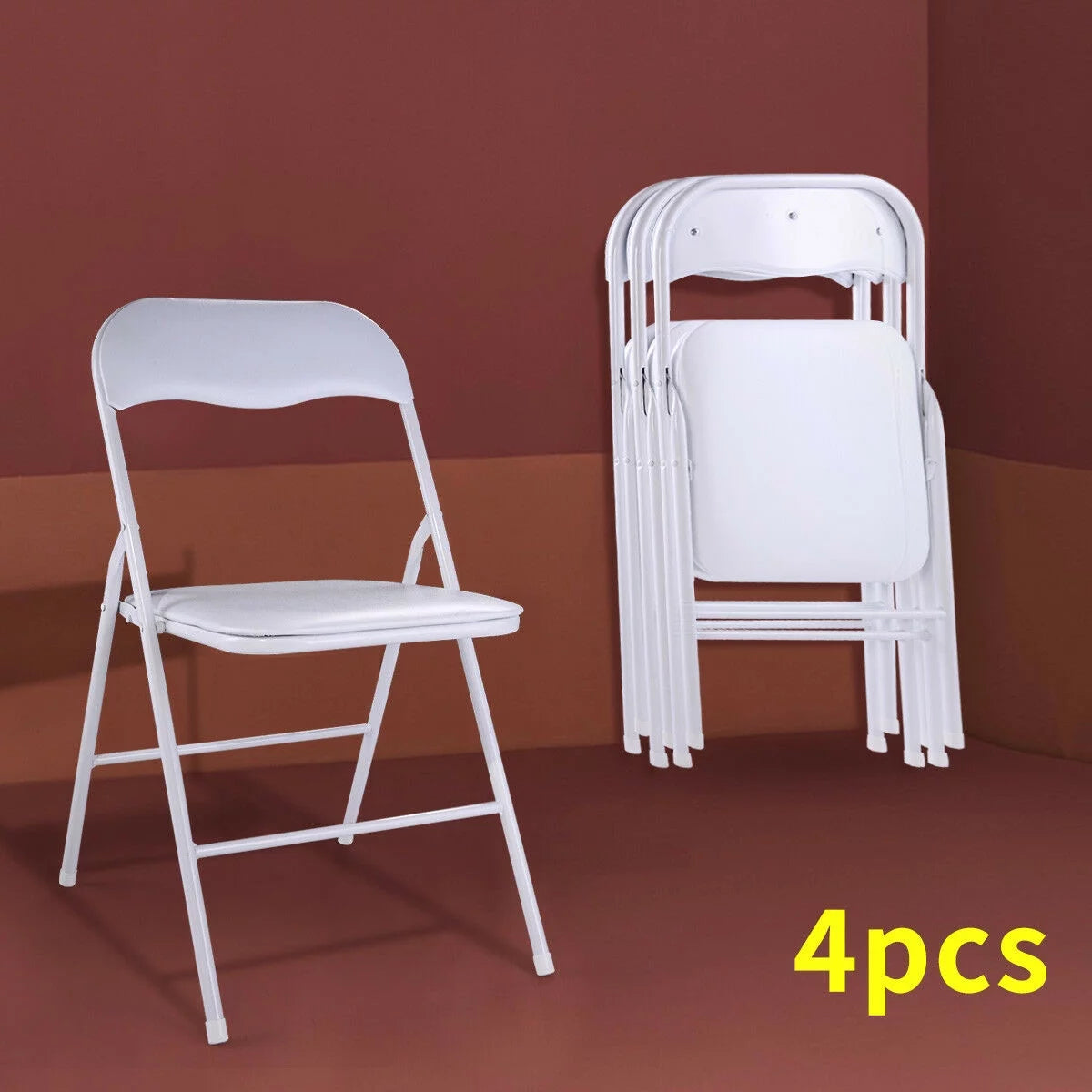 White Set of 4 Stackable Plastic Folding Chairs J192007