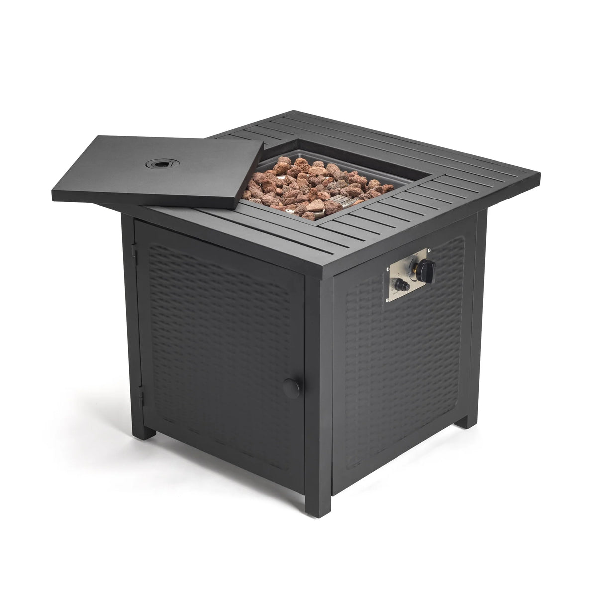 28" Outdoor Propane Gas Fire Pit with Cover and Lava Rock M161