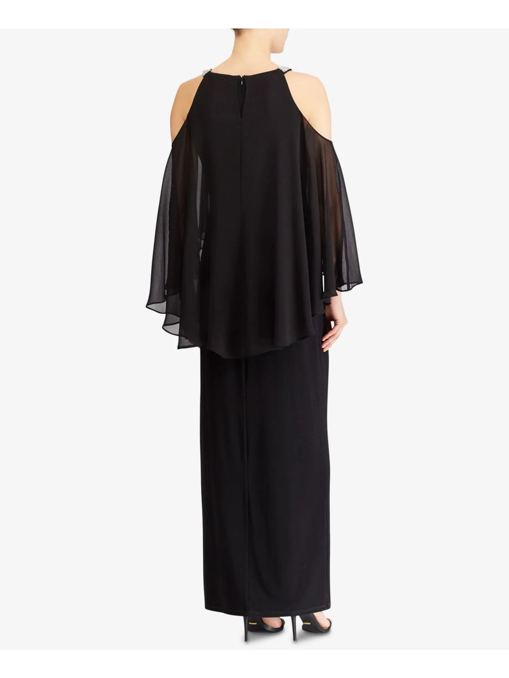 Black Ruffled Pleated Maxi Dress C276