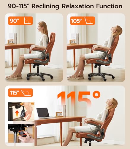 Ergonomic Computer Chair with Flip-Up Arms and Lumbar Support H84497