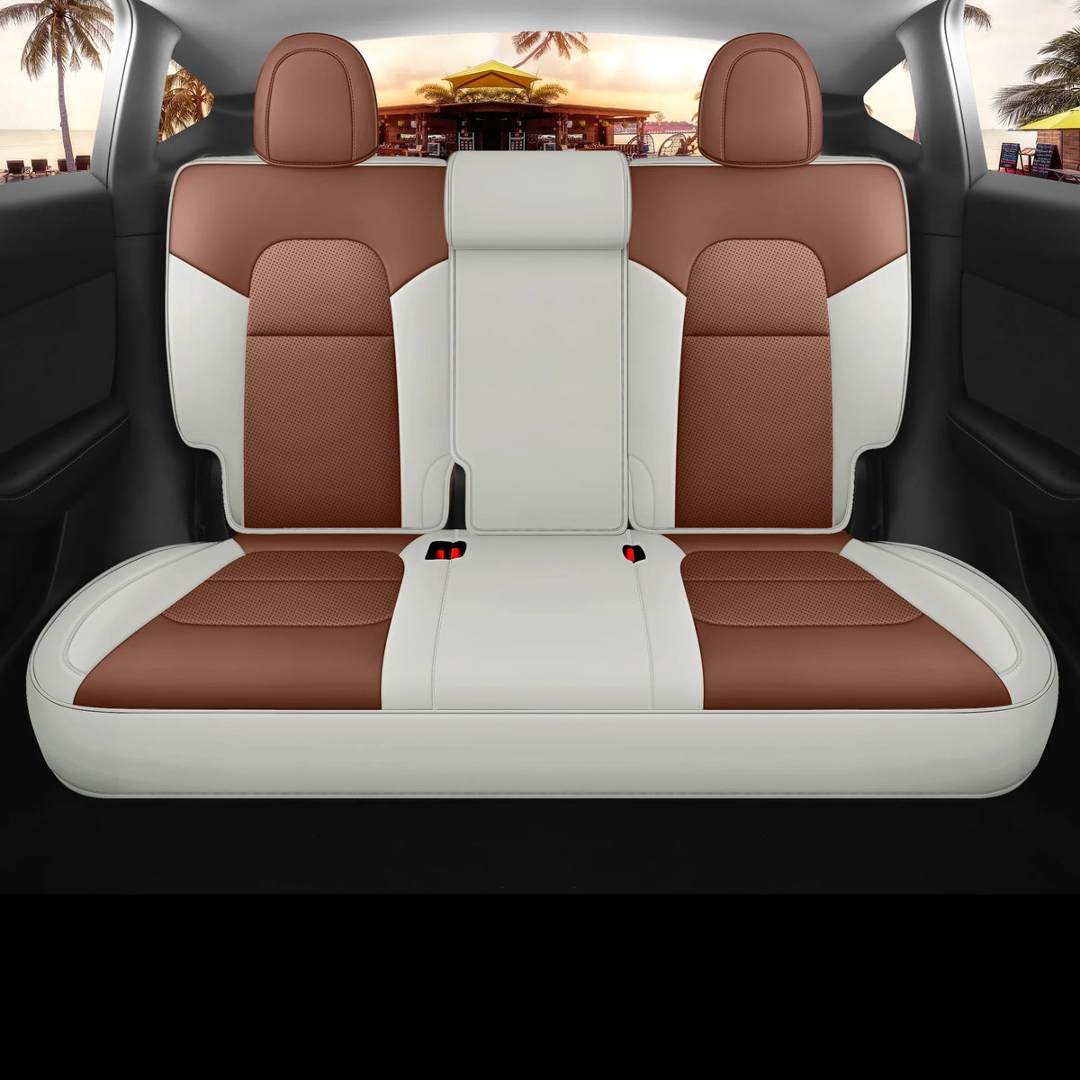 Brown and Beige Car Seat Cover S891
