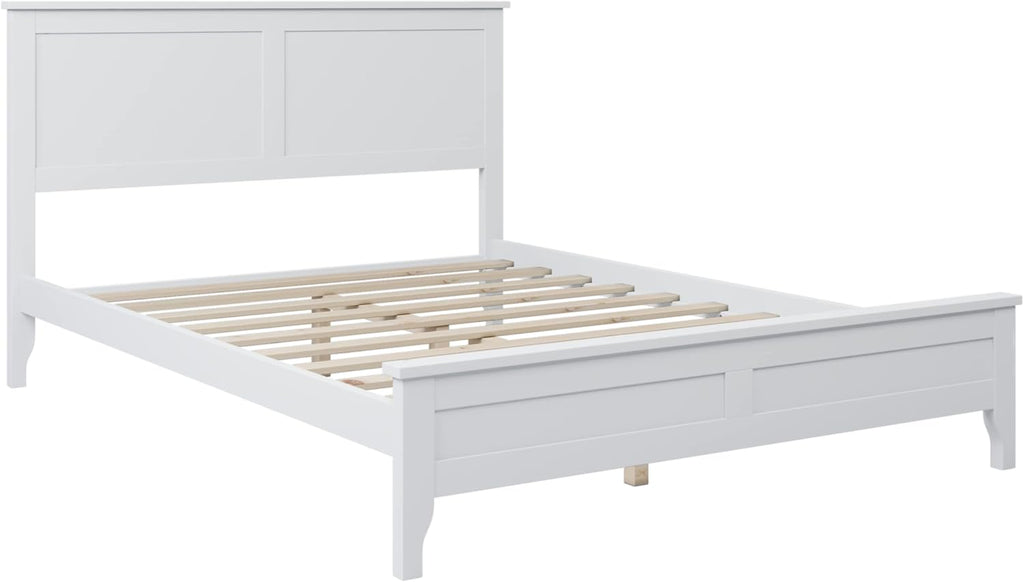White Full Size Wooden Platform Bed with Headboard G620841