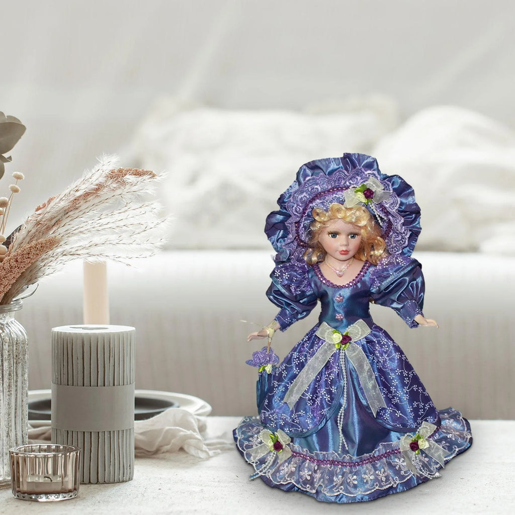 Violet Porcelain Dollhouse Lady with Dress S300337