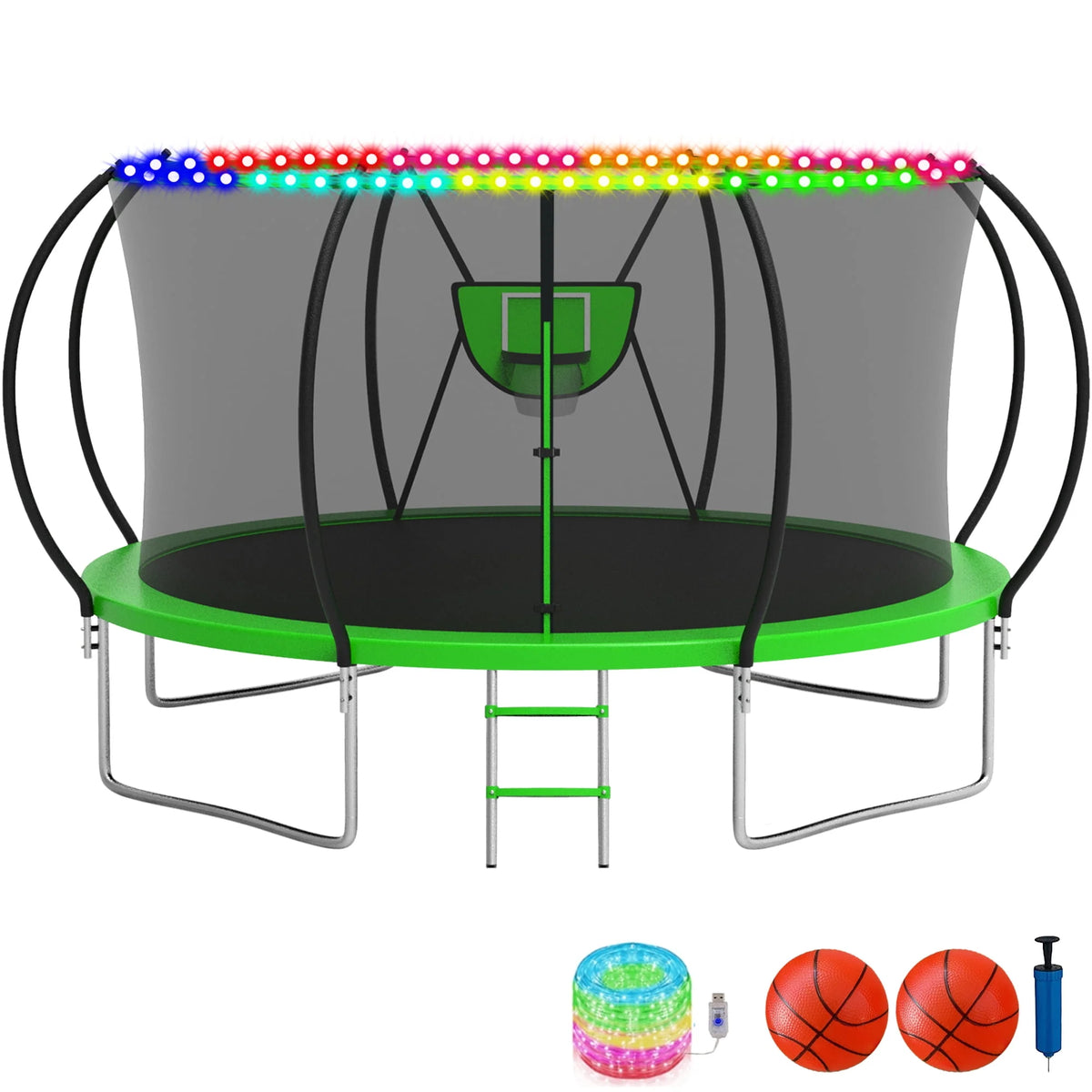 10FT 12FT 14FT 16FT Trampoline with Basketball Hoop & Light M190