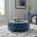 Tufted Velvet Round Ottoman with Casters P206528