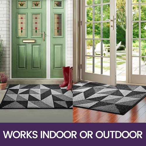 Black Non Slip Washable Absorbent Low-Profile Entrance Mat, 24"X36" E577