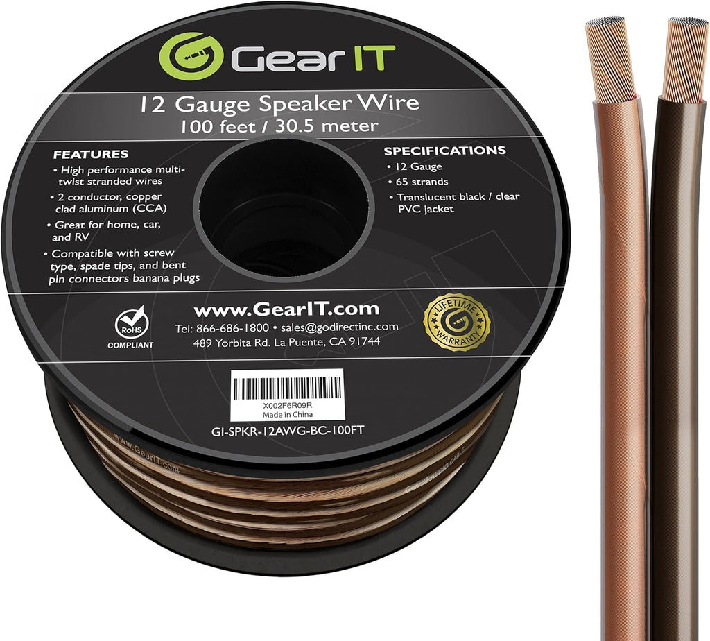 12 AWG Speaker Wire Cable 100 Feet White Pack of 2 D9965