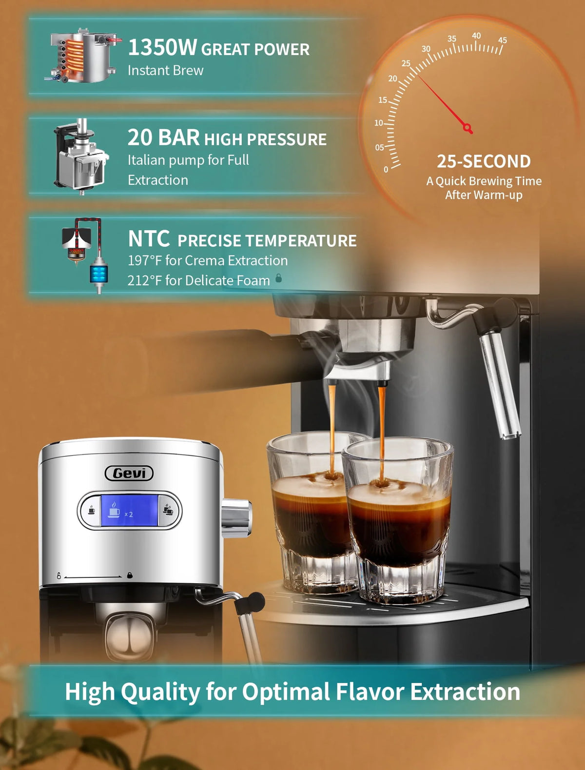 20 Bar Automatic Espresso Machine with Milk Frother S16302