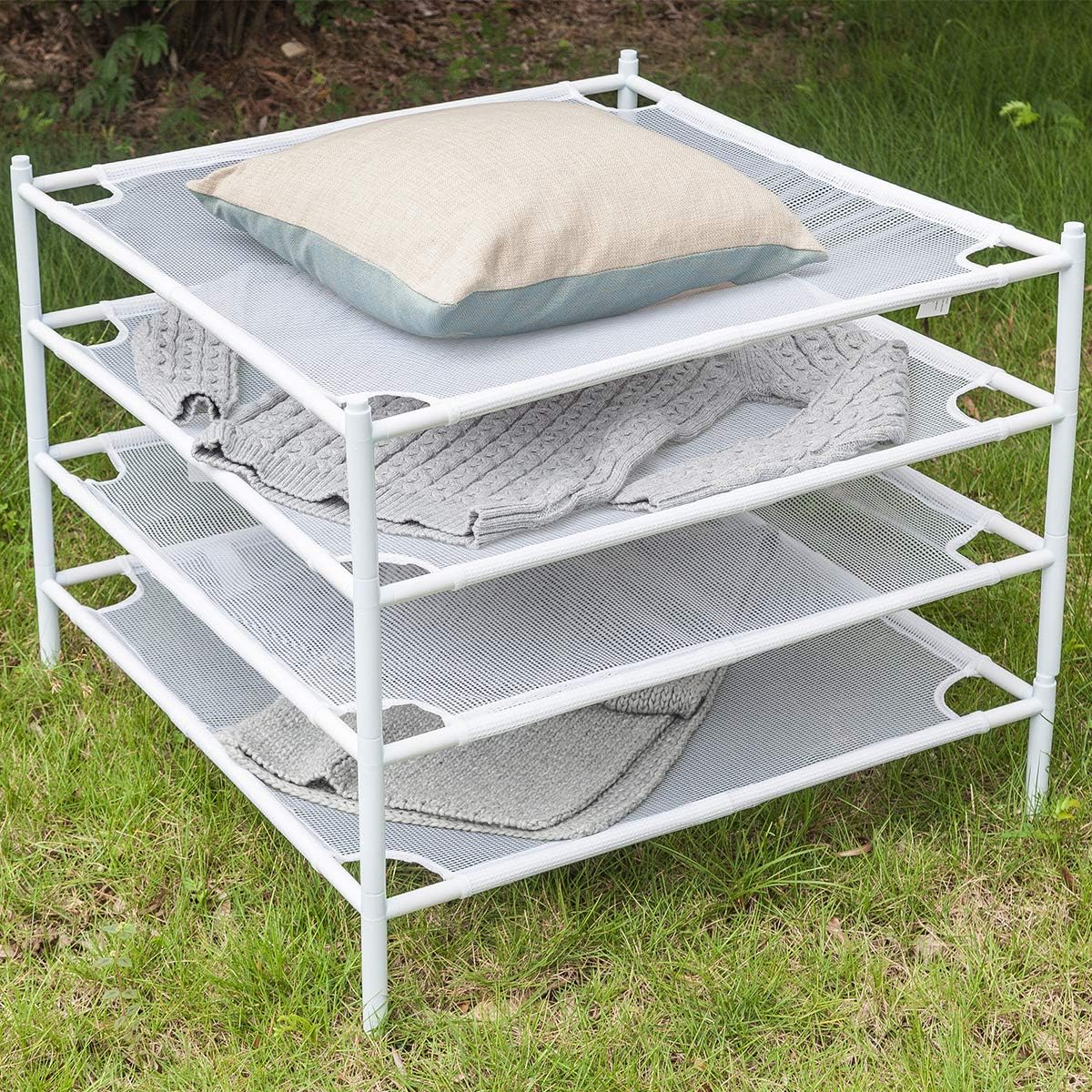 White 4-Pack Stackable Mesh Laundry Drying Rack S305371