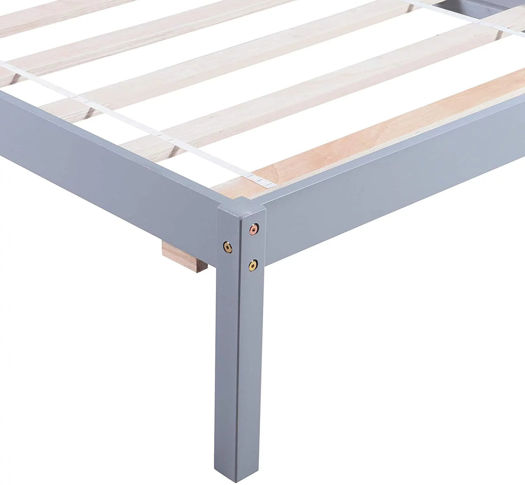 Gray Twin Pine Wood Platform Bed J840