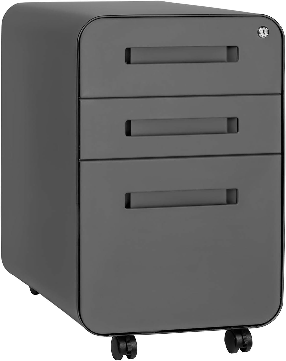 3-Drawer Mobile File Cabinet Orange Faceplate E8074