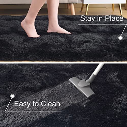 Black 4x6 Feet Shag Area Rug Y79448