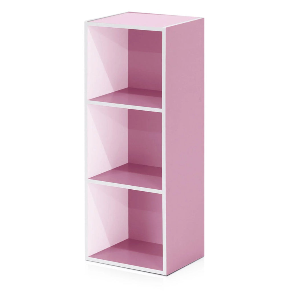 White Pink 3-Tier Engineered Wood Bookcase M1279