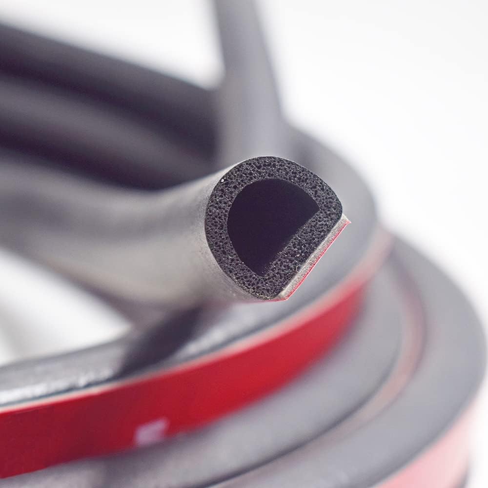 Universal D-Shape EPDM Rubber Door Seal Strip Self Adhesive 20 FT Pack of 2 D769252