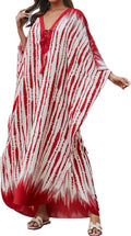 Red Tie Dye Caftan Dress T8191