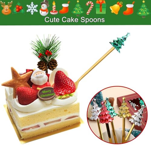 4Pcs Christmas Spoons Stainless Steel Gold Y3995