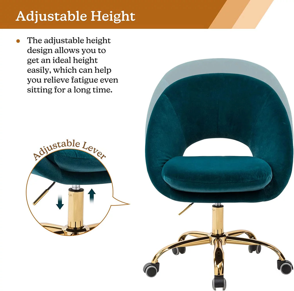 Teal Velvet Upholstered Desk Chair A965