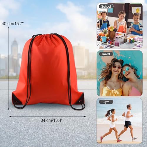 25Pcs Red Drawstring Backpack Bags Q71474