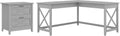 L Shaped Desk with 2 Drawer Lateral File Cabinet, Dark Gray Hickory I59613