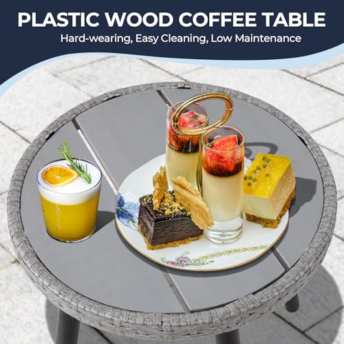 3 Piece Beige Wicker Patio Bistro Set C578